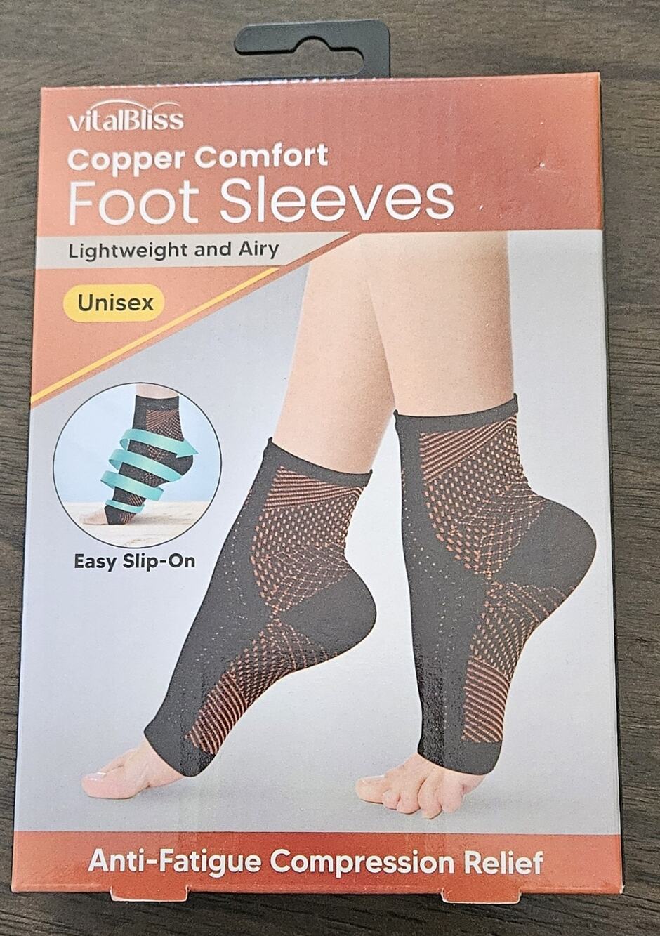 NEW in box vitalBliss Copper Comfort Foot Sleeves Anti-Fatigue Compression Socks